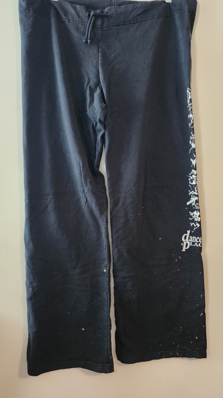 Vtg Bella Canvas Dance Place Wide Leg Sweatpants Black Flare Pants Large #381